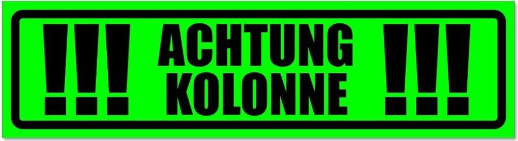 Kiwistar - Autoaufkleber - Grün - Schwarz - 60 x 16 cm - Achtung Kolonne invertiert - Hinweis Aufkleber Sticker für Auto, Kfz, Fahrrad, PKW, LKW