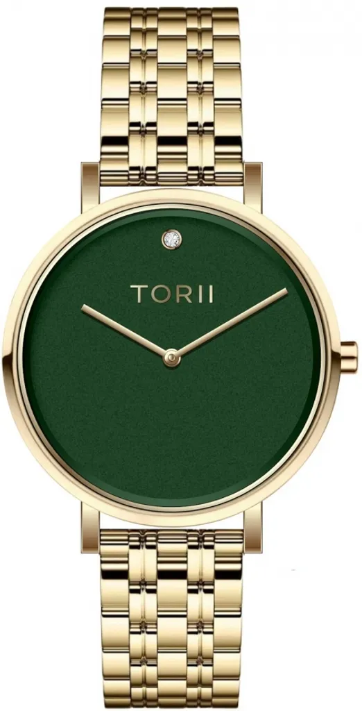 Montre analogique pour femme en acier avec un bracelet vert