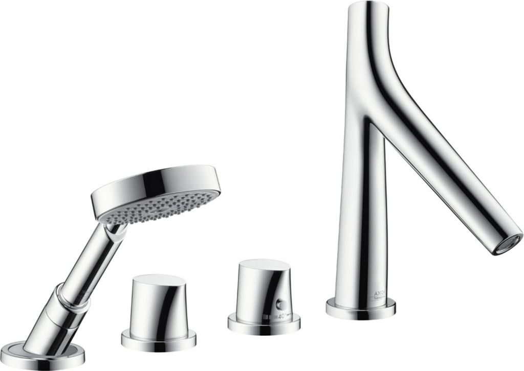 Hansgrohe Axor Starck Organic 4-Loch Wannenarmatur Fertigset für Fliesenrand Chrom