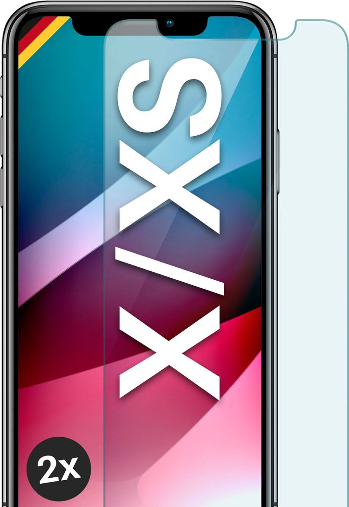 SCHUTZFOLIE FÜR APPLE IPHONE X - ECHTGLAS, Stückzahl:2er Set