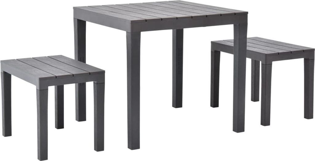 Gartentisch mit 2 Bänken Kunststoff Braun