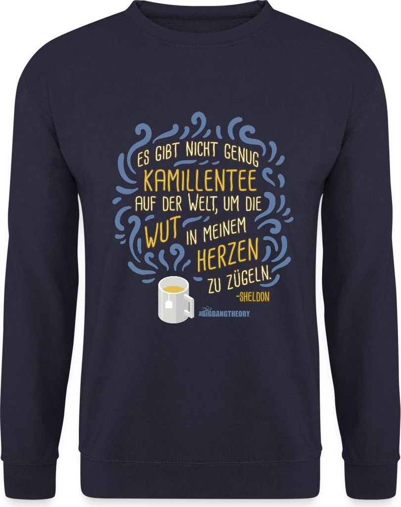 Spreadshirt The Big Bang Theory Kamillentee Wut Uni Pullover, M, Navy