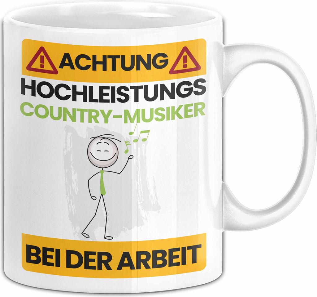 Country-Musiker Tasse Geschenk Lustiger Spruch Geschenkidee für Country-Musiker Achtung Hochleistungs Country-Musiker Bei Der Arbeit (Weiß)