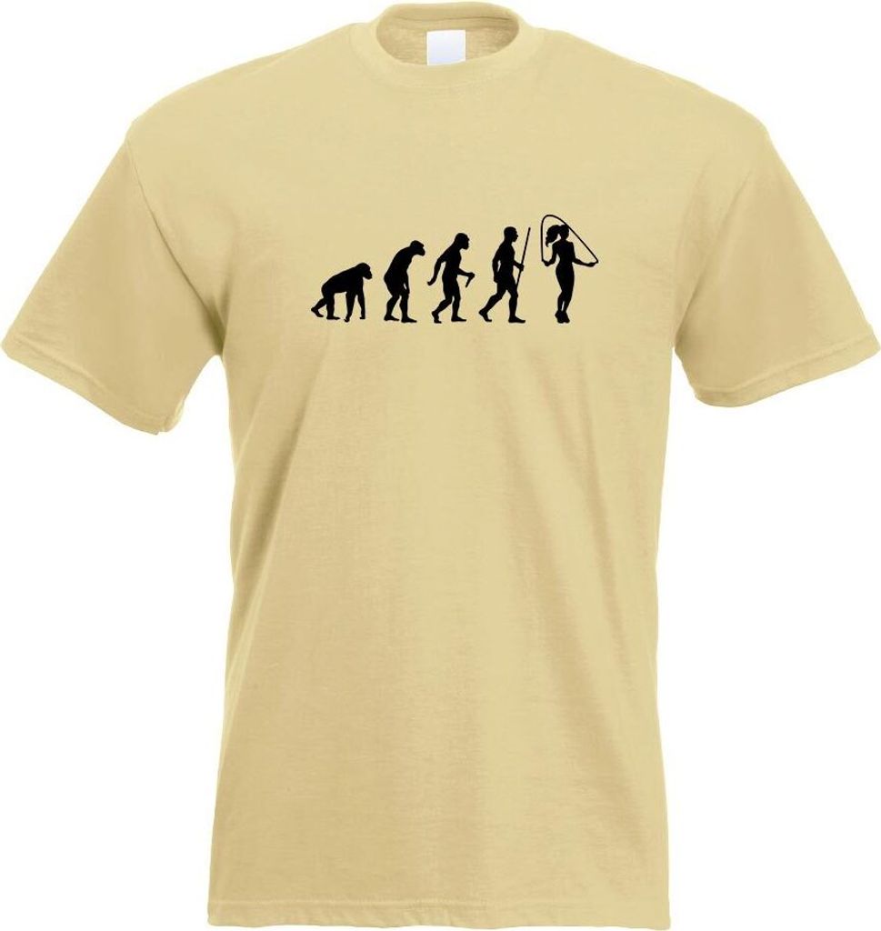 Kiwistar - T-Shirt - Khaki - Seilspringen Evolution Motiv Bedruckt Funshirt Design Print - mit Motiv Bedruckt - Funshirt Design - Sport - Freizeit ...