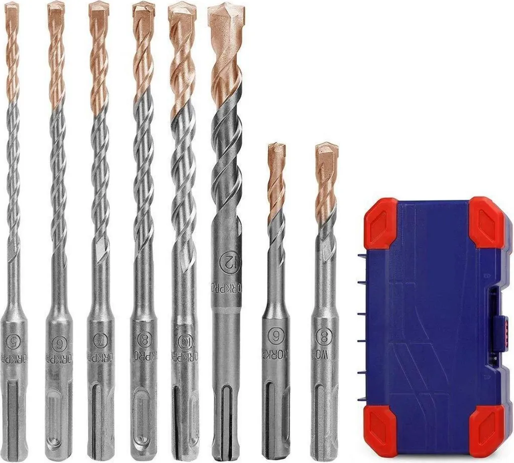 WORKPRO Jeu de forets marteau SDS Plus béton et pierre 8 pièces 5-12mm