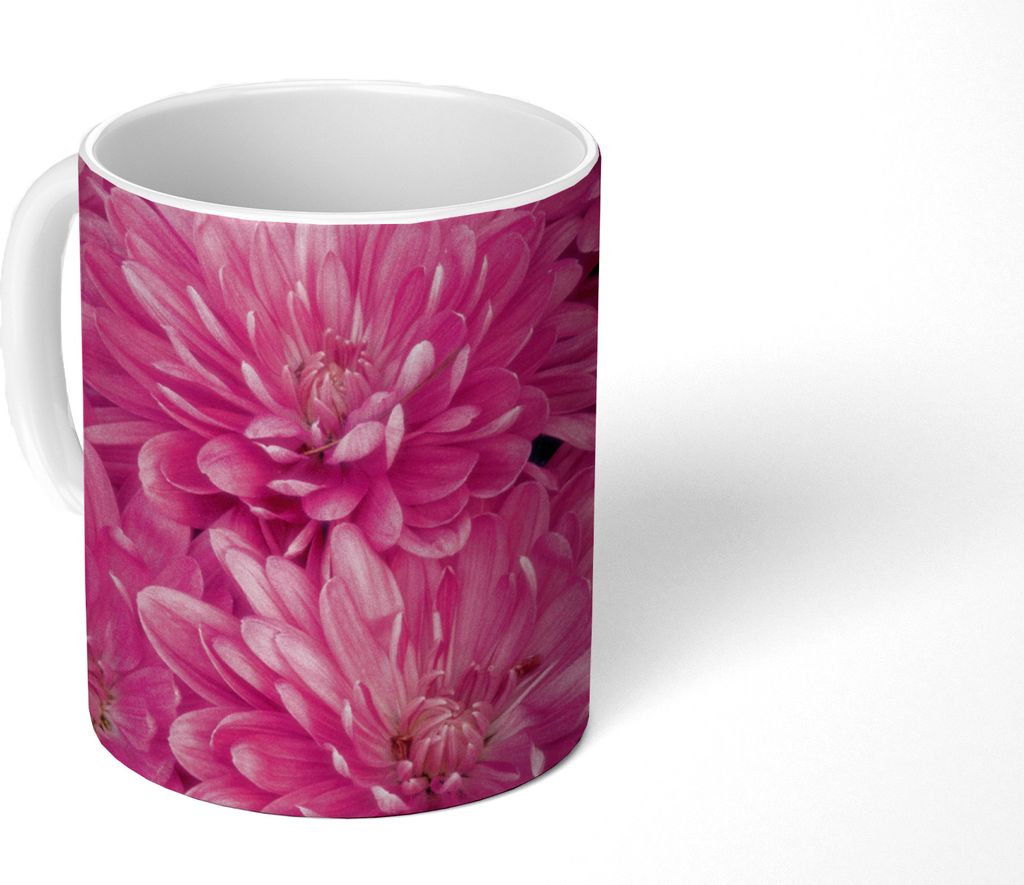MuchoWow Tasse Kaffeetasse Kaffeebecher 350 ml Blühende rosa Chrysantheme Teetasse - Fototasse - Becher - Keramikbecher - Teebecher - Kaffeetass...