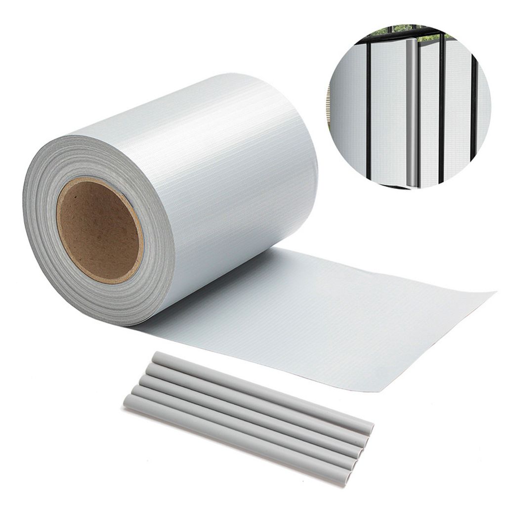 Sichtschutzstreifen Zaun Folie Blickdicht Dick PVC Doppelseitiger Reflexionsarm Sonnenschutz Sichtschutzfolie 70m x 19cm Grau