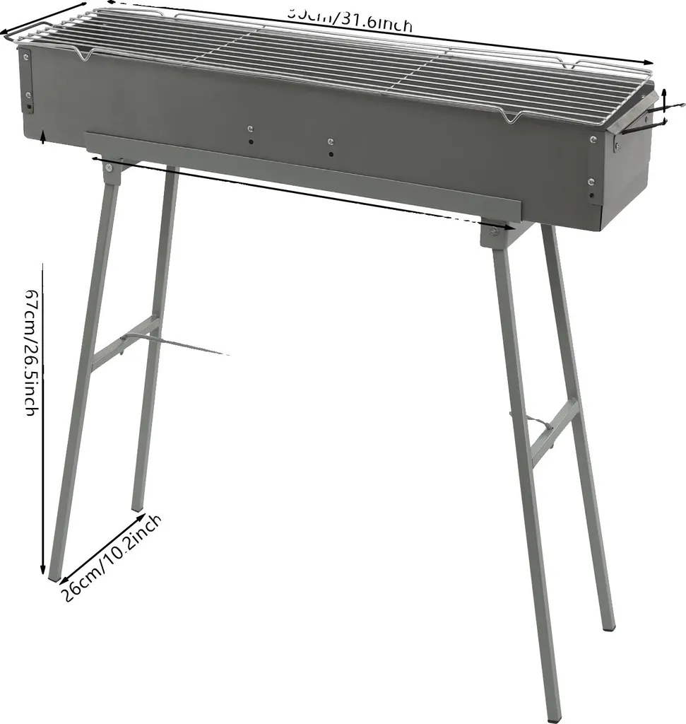 Gril de Camping Portable Gris pour Pique-nique et Randonnée avec Réglage