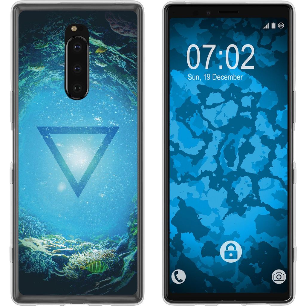 PhoneNatic Case kompatibel mit Sony Xperia 1 Silikon-Hülle Element Wasser M4