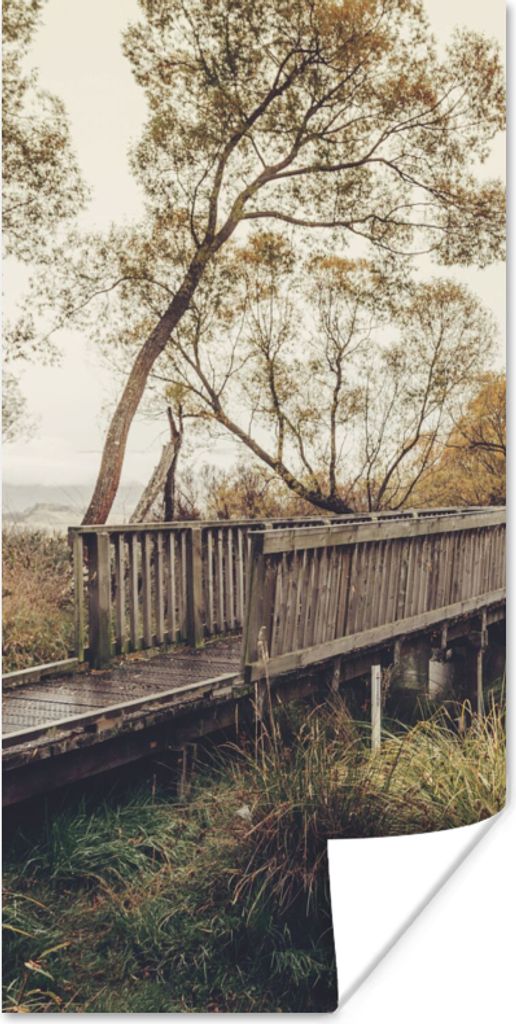 MuchoWow Poster Herbst - Brücke - Bäume 20x40 cm - Plakat - Foto