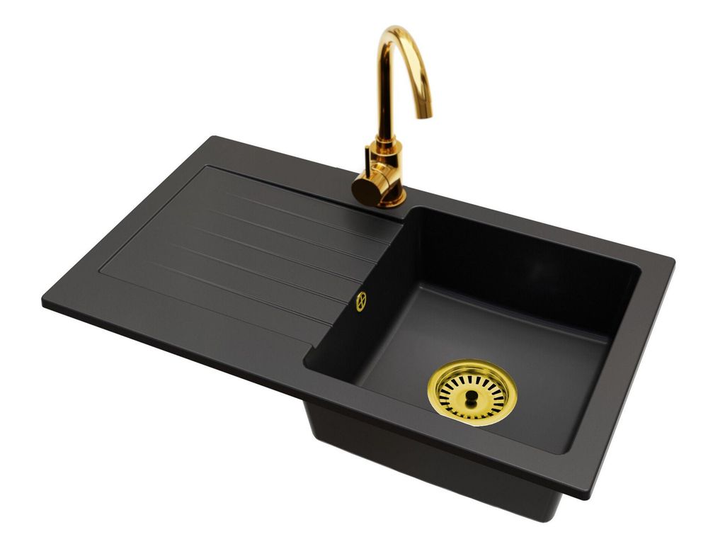 Granit Küchenspüle Einbecken mit Abtropffläche LEON + Produktbild 