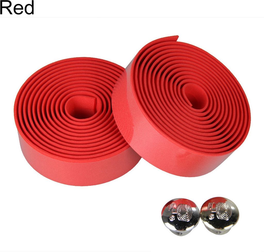 2Pcs Radfahren Rennrad Sport Fahrrad Lenker Gummiband Wrap mit 2 Bar Plug rot