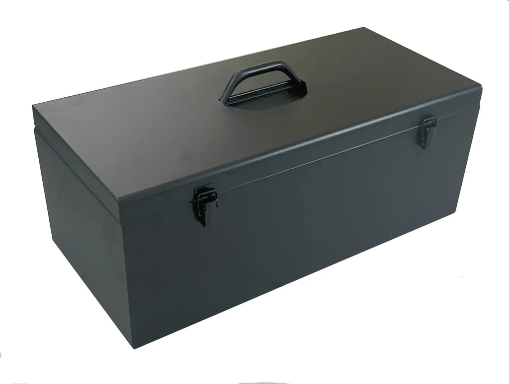 Boîte à outils en métal noir grand format 58cm pour garage et atelier