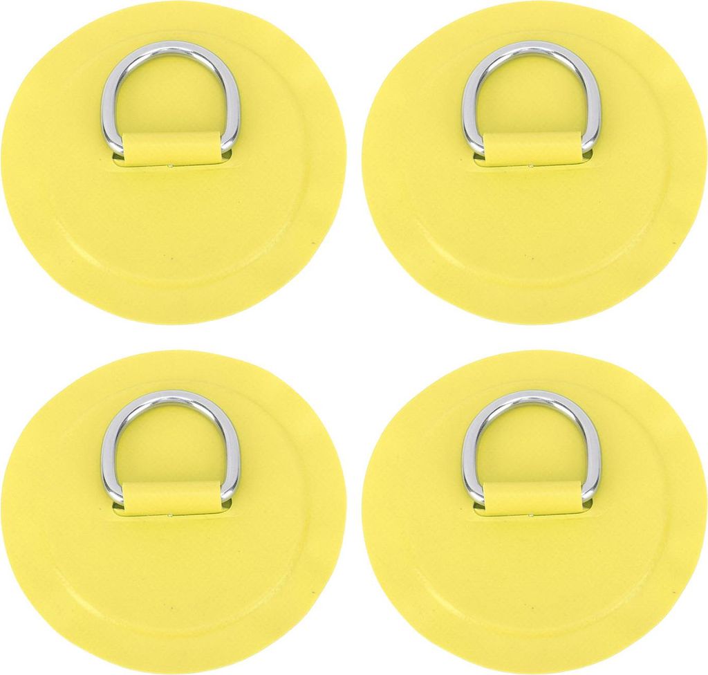D-Ring-Patch, rund, leicht, PVC, für Schlauchboot, Surfbrett, Stand-Up-Paddleboard, 4 Stück, Gelb
