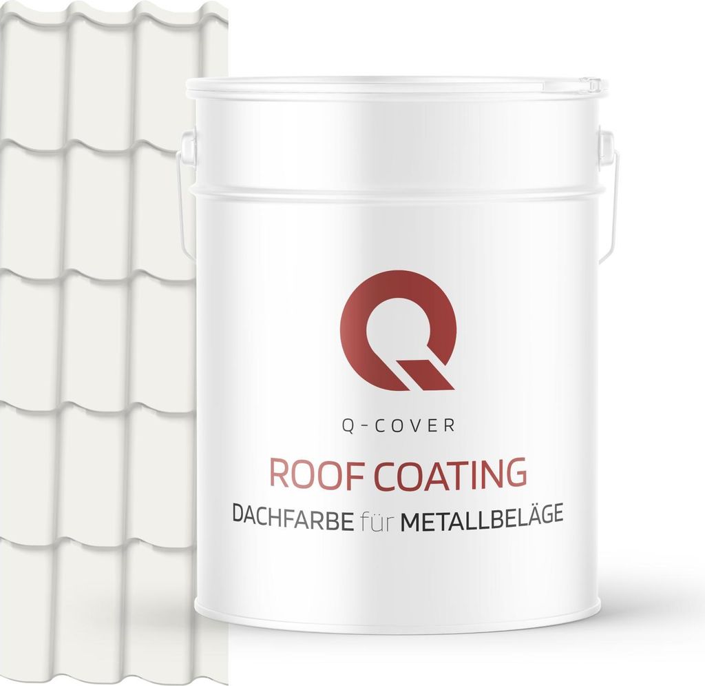 Dachfarbe Metall 10L Matt Verkehrsweiß RAL 9016, wetterfest, UV- & rostbeständig Q-COVER