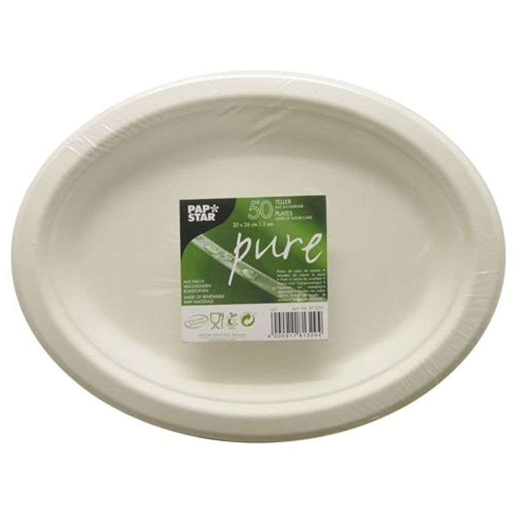 Papstar 81329, Płyta, Owalny, Trzcina cukrowa, Biały, Zdjęcie produktu 