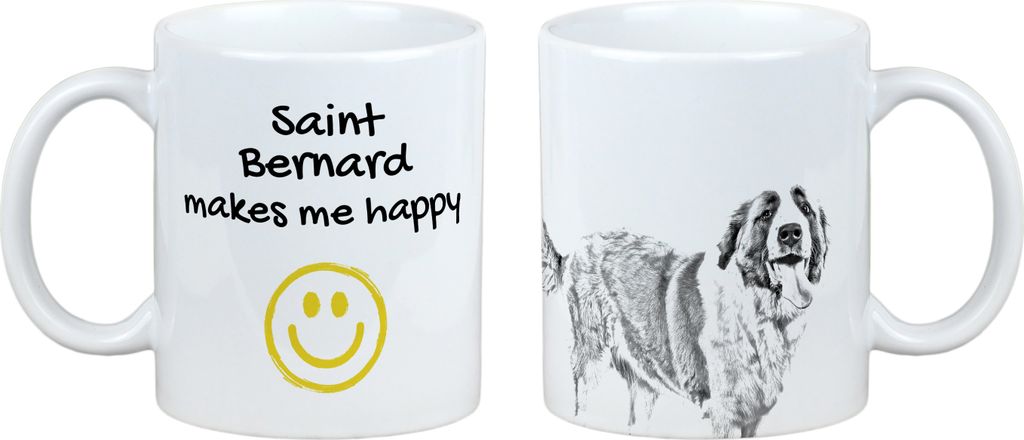 St. Bernhardshund, Bernhardiner - Tasse mit Hund, fröhliche Tasse für Hundeliebhaber, personalisiertes Geschenk der Marke Art-Dog