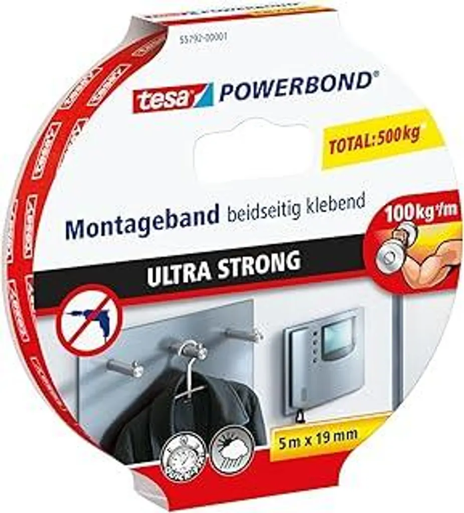 Nastro Biadesivo tesa Powerbond Ultra Strong 5m x 19mm - No Trapano