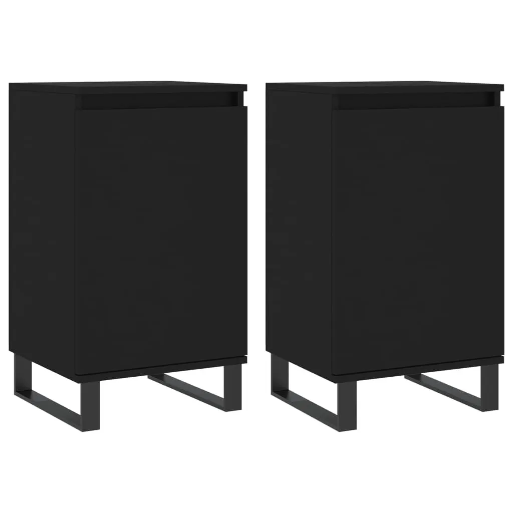Set 2 Credenze Nere SYFAX™ 40x35x70 cm - Mobiletti Multiuso Stabili