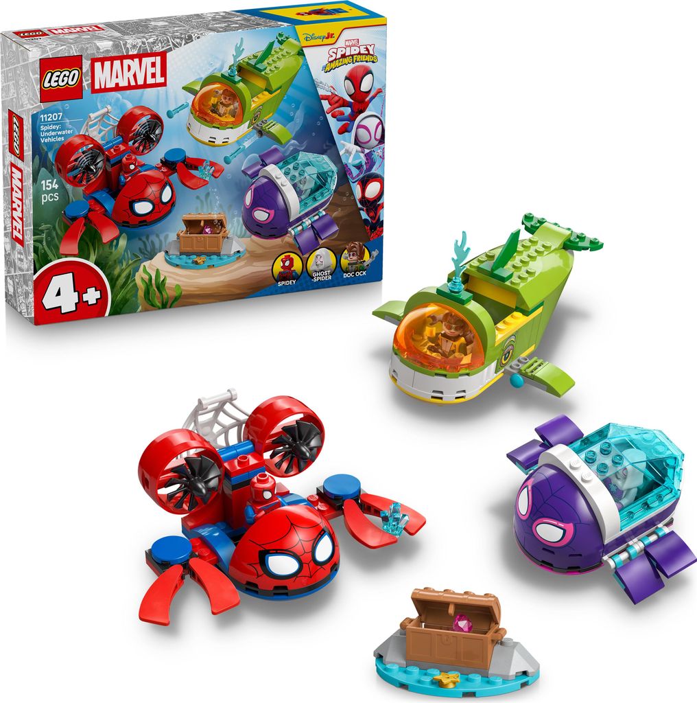 LEGO ǀ Marvel Spidey und seine Super-Freunde Spidey: Unterwasserfahrzeuge - Superhelden Spielzeug mit 3 U-Booten und 3 Minifiguren - Geschenk für...