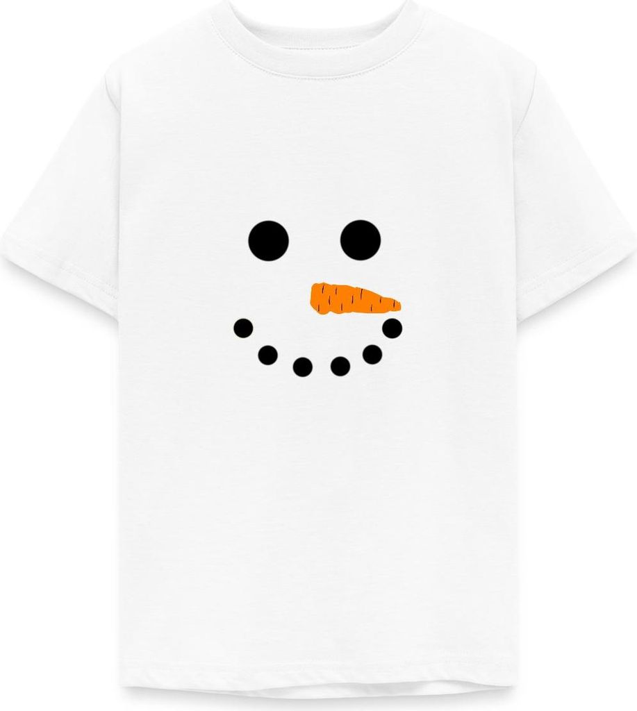 Spreadshirt Schneemann Gesicht Fasching Weihnachten Teenager T-Shirt, 152/164 (12-14 Jahre), Weiß