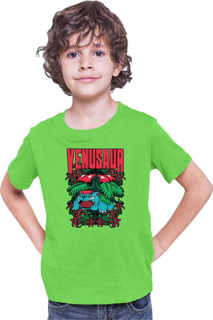 Kinder T-Shirt Japan Anime Manga Pokemon Venusaur, 12-13 Jahr - 152 / Lime