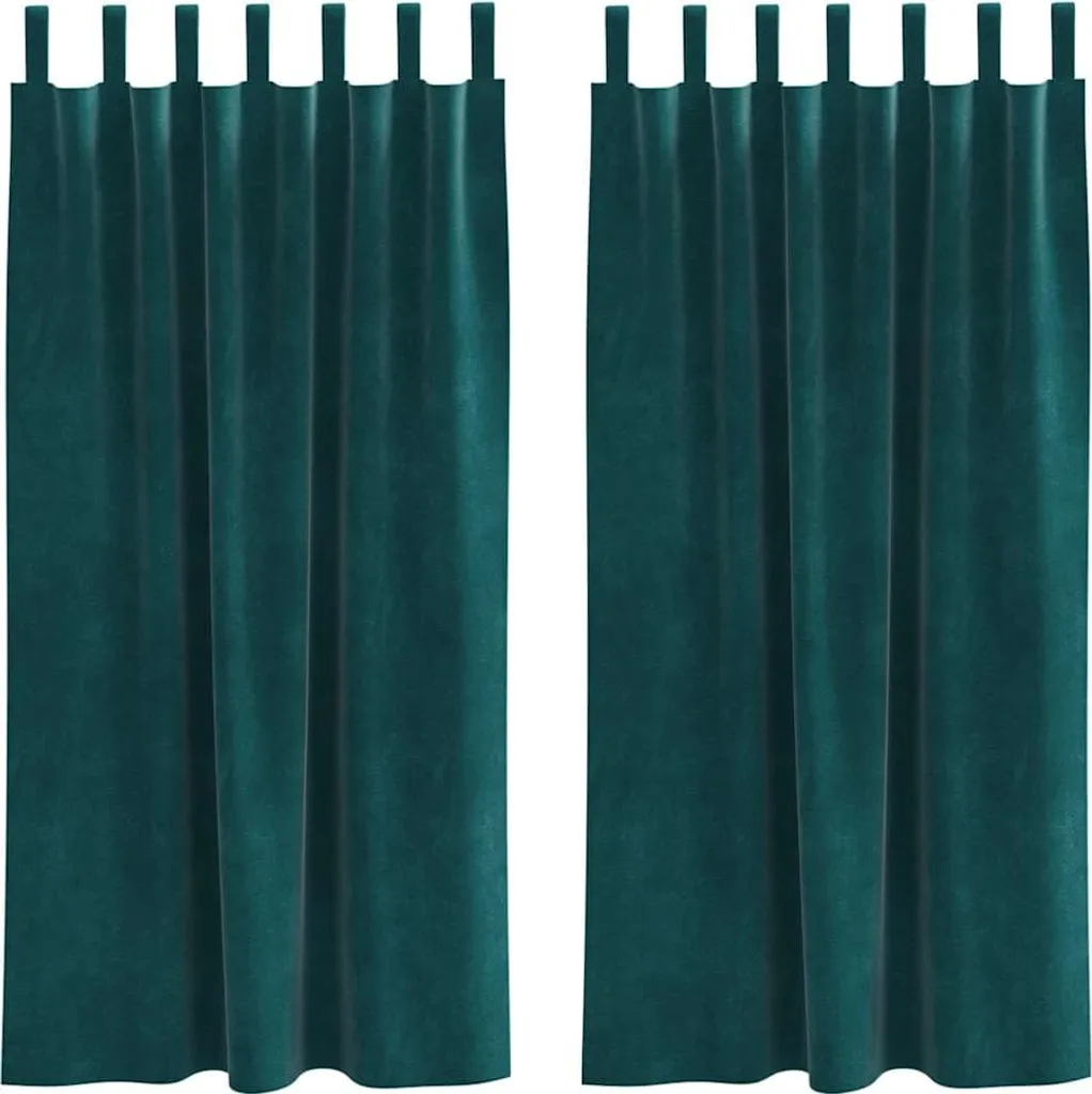 VidaXL Tende Oscuranti 2 Pezzi Velluto Verde Scuro 140x175 cm