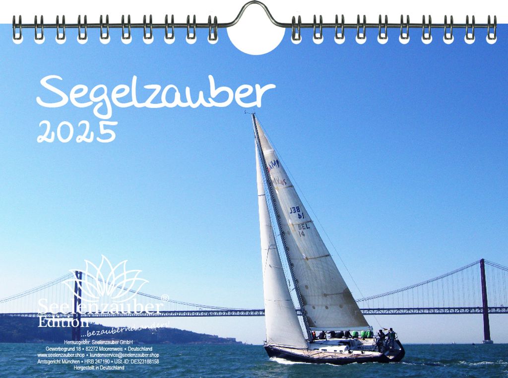 Segelzauber DIN A5 Wandkalender für 2025 Segelschiffe und Meer - Seelenzauber