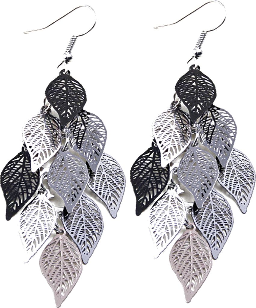 Dame bunte mehrschichtige hohle Blatt elegante Haken Ohrringe Schmuck Dekor-7#