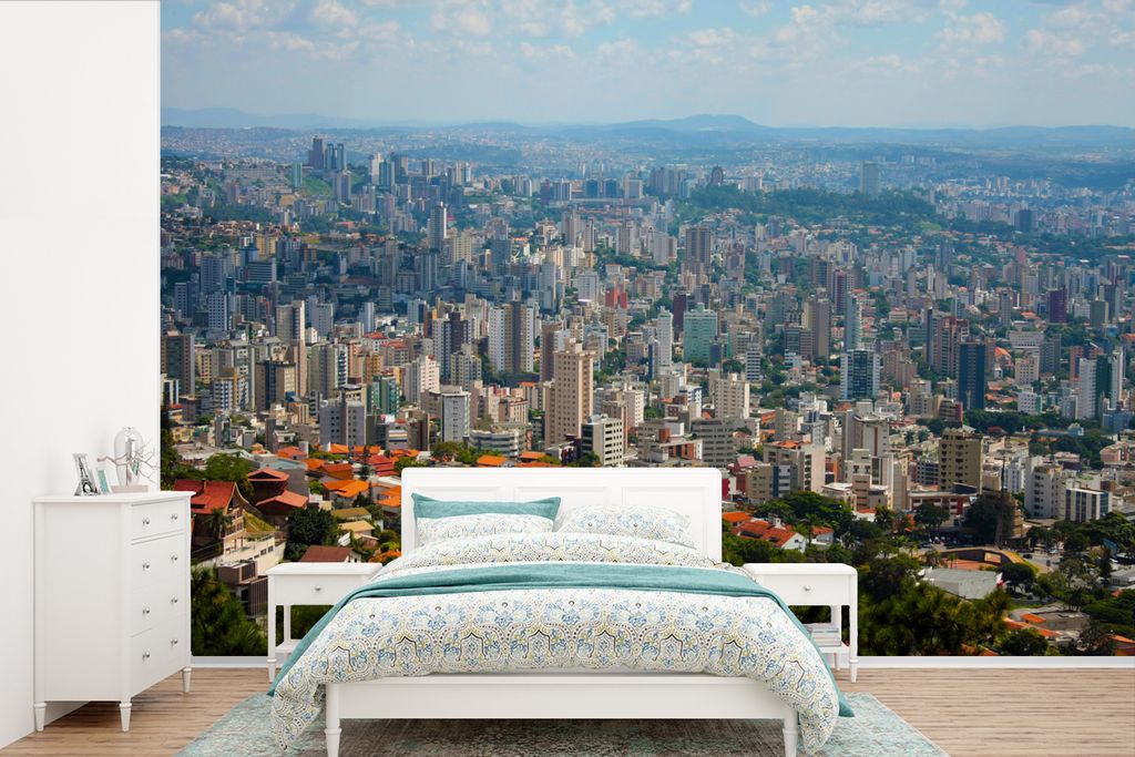 MuchoWow Fototapete für Wohnzimmer oder Schlafzimmer Wandtapete Vinyl Motivtapete Luftaufnahme des Südens von Belo Horizonte in Brasilien - 525...