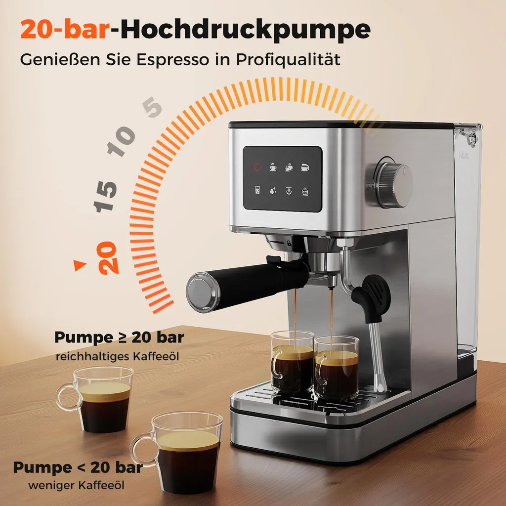 Machine à café espresso pour cappuccino maison avec mousseur à lait