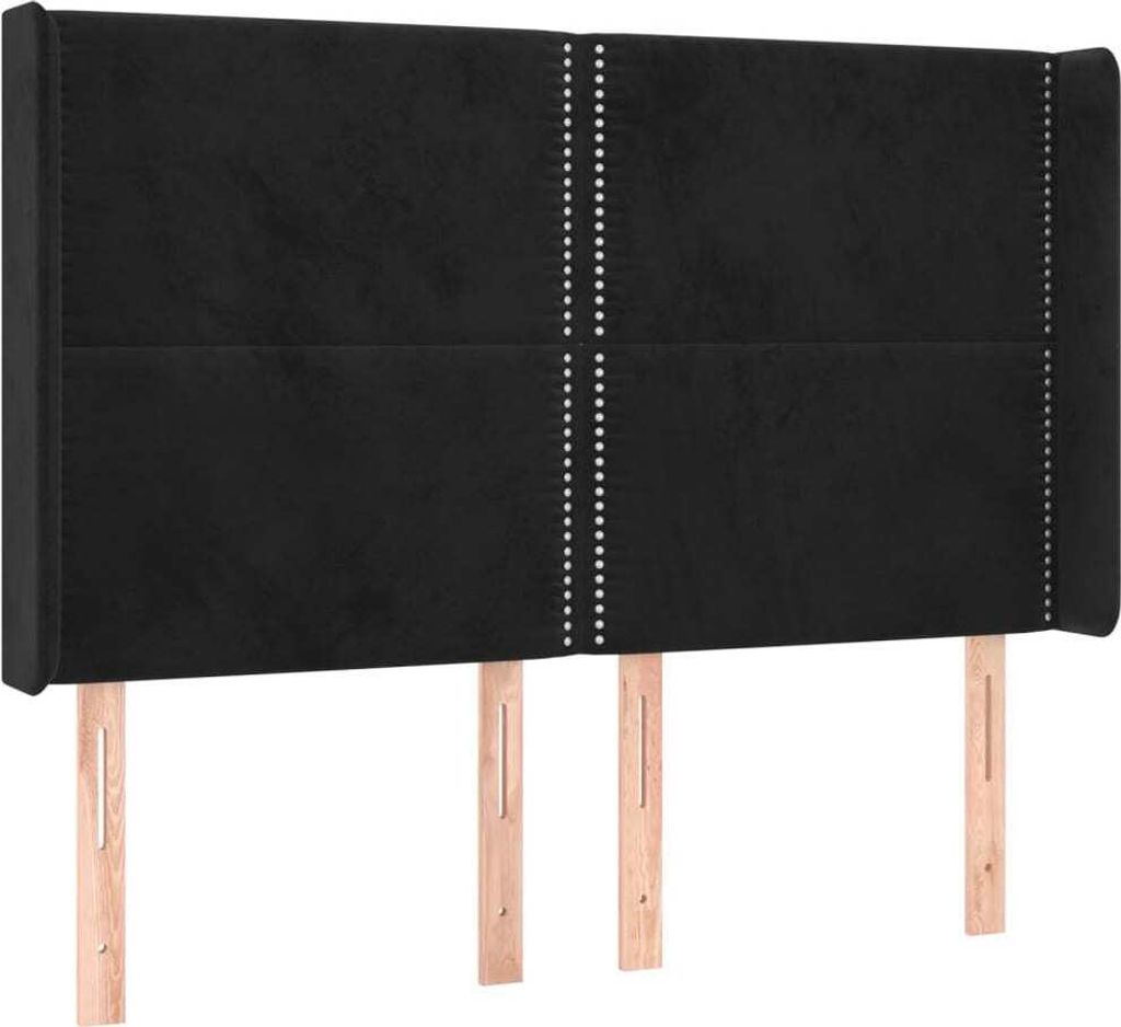 vidaXL Kopfteil mit Ohren Schwarz 147x16x118/128 cm Samt