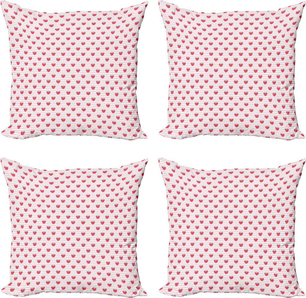 ABAKUHAUS Erdbeere Kissenbezug Set (4 Stück), girlish Muster, Moderner Doppelseitiger Digitaldruck, 60 cm x 60 cm, rosa Seafoam