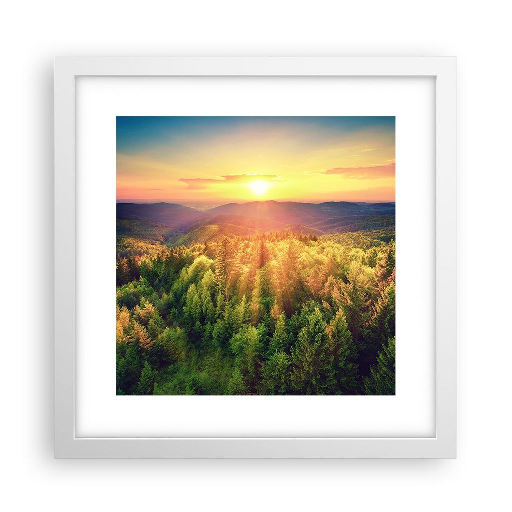 Gerahmtes Poster - Weißer Rahmen - Berge Natur - 30x30 cm - Wand Bild - Wanddeko - Wandbilder - Kunstposter - Wandposter - Bilderrahmen - Bilder -...