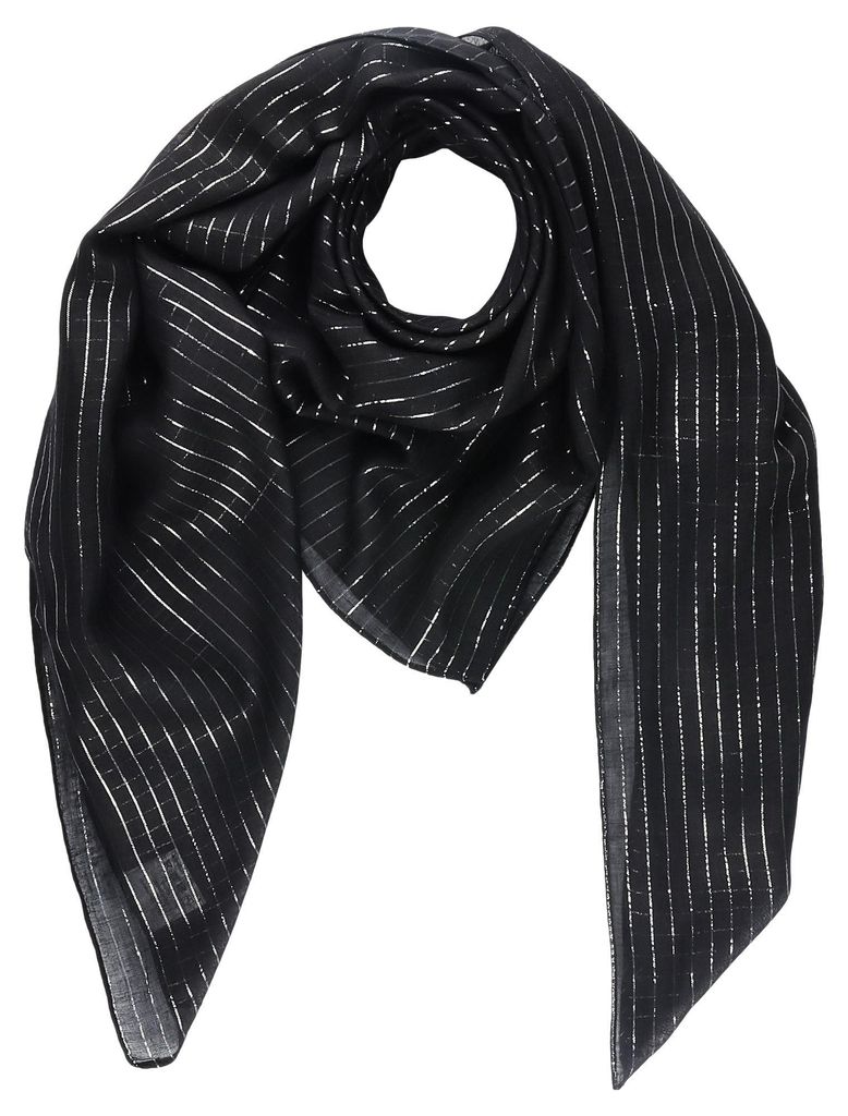 Katoenen doek - zwart met zilveren lurex - vierkant doek Productafbeelding 
