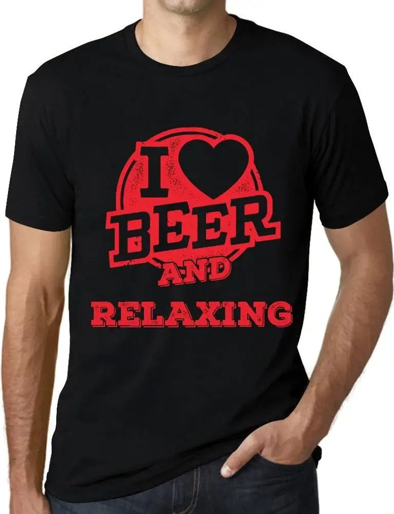 Herren Grafik T-Shirt Ich liebe Bier und Entspannung – I Love Beer And Relaxing – Öko-Verantwortlich Vintage Jahrgang Kurzarm Lustige Druck Ge...