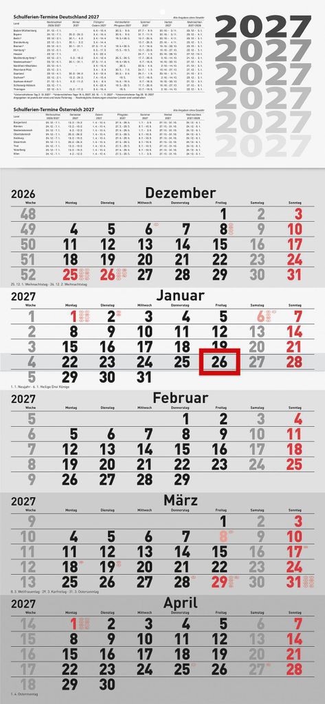 2027 rido/idé Calendario di cinque mesi cinque Immagine del prodotto 