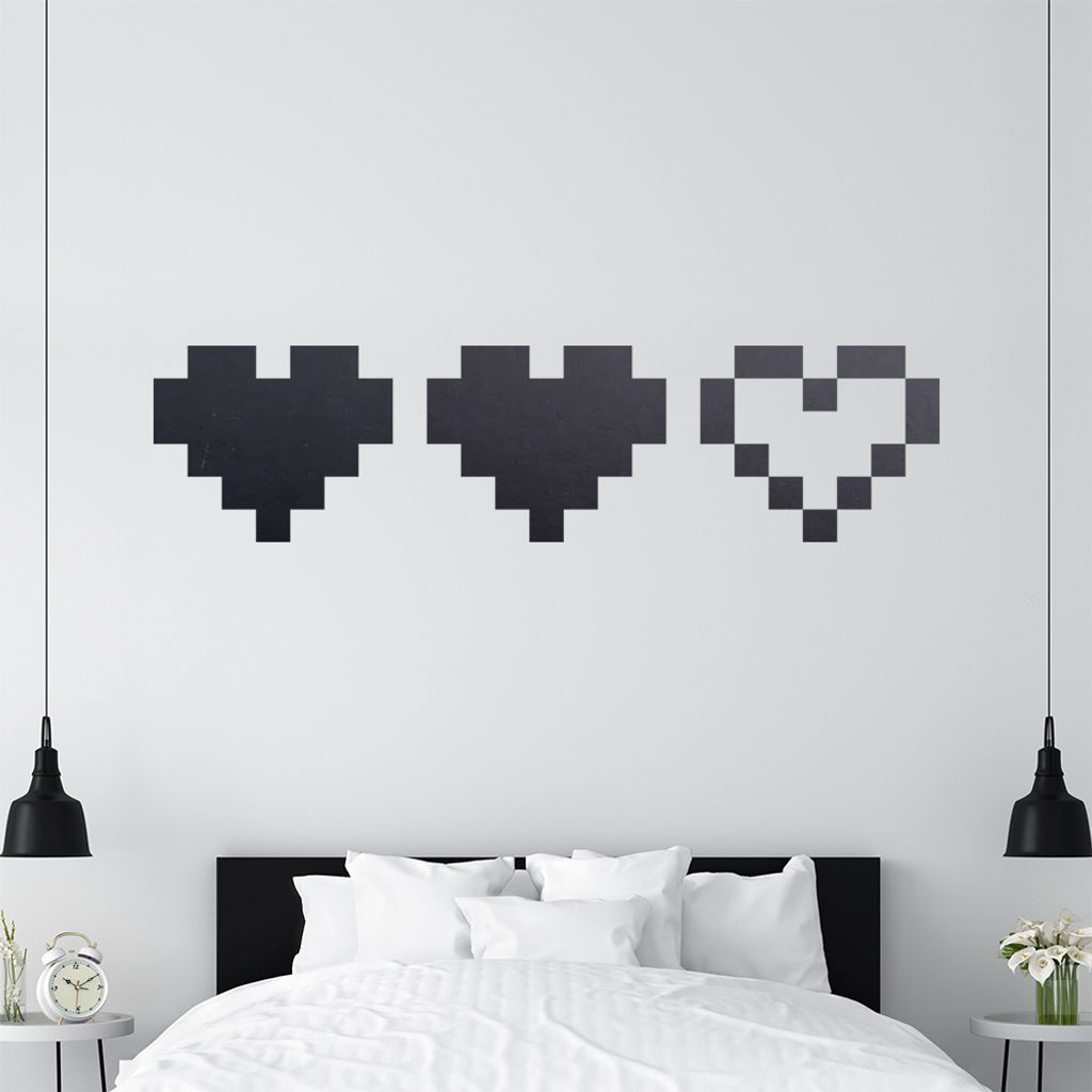 KIWISTAR 3 Herzen - Liebe Leben Gaming Retro Wandtattoo in 6 Größen - Wandaufkleber Wall Sticker - Dekoration, Küche, Wohnzimmer, Schlafzimmer, ...
