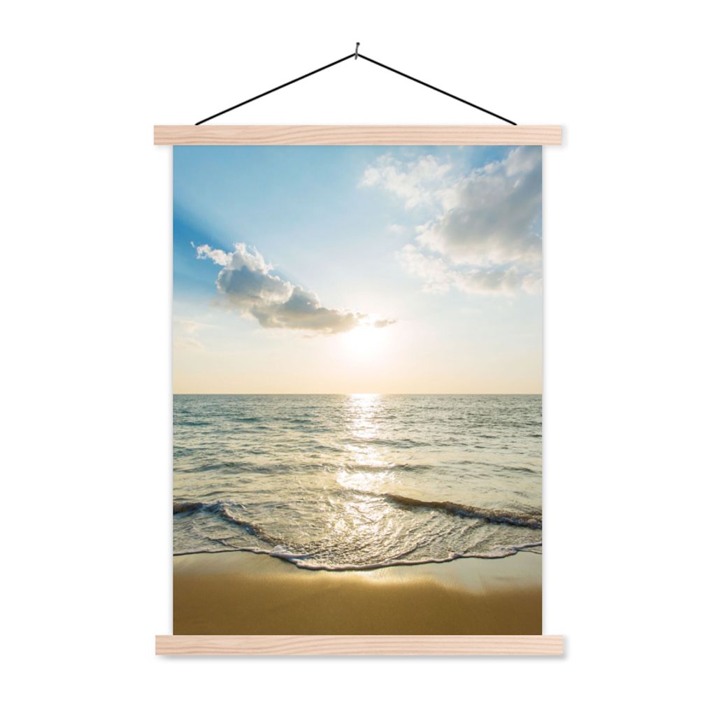MuchoWow Textilposter Meer - Sommer - Strand 40x53 cm mit holzfarbenen Rahmen - Schlafzimmer