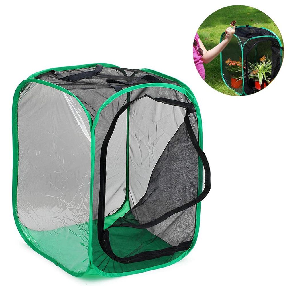 Hoher, großer Schmetterlingskäfig, zusammenklappbares Terrarium, Pop-up-Einsätze, Insekten- und Schmetterlingsnetz für Aufzuchteinsätze