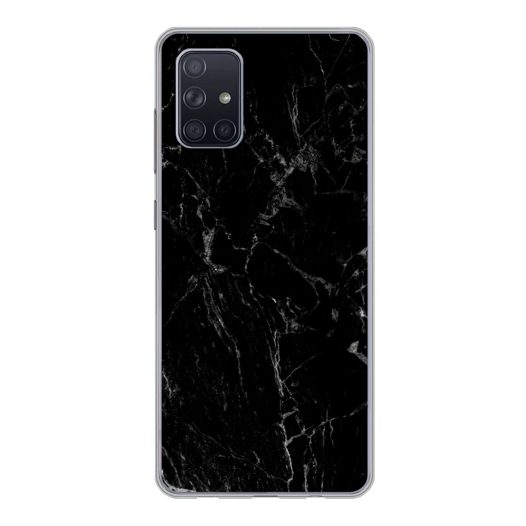 MuchoWow Handyhülle Schutzhülle Hülle für Samsung Galaxy A51 5G Marmor - Schwarz - Naturstein Silikon Softcase Handy Hülle - Abbildung