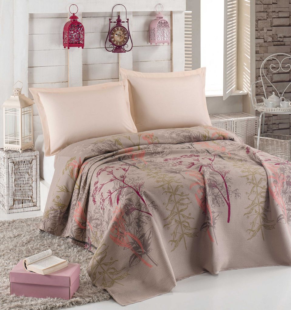 L'Essentiel Linge de Maison, Urla - Beige, Doppeltes Piqué, Beige, 100% BAUMWOLLE, 200 x 235 cm