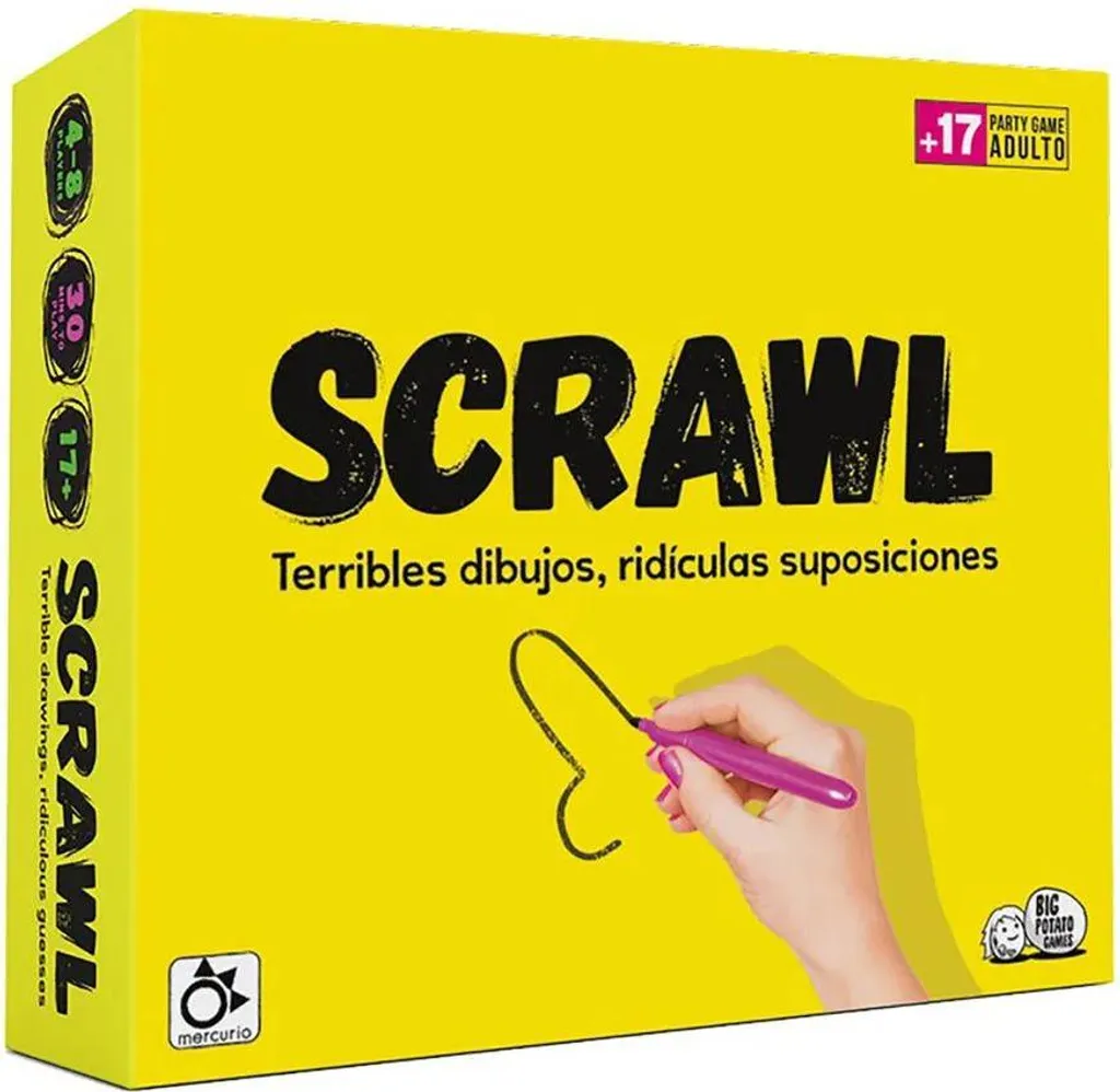 Scrawl Jeu de Société Interactif Edition Jaune avec Tableaux Effaçables