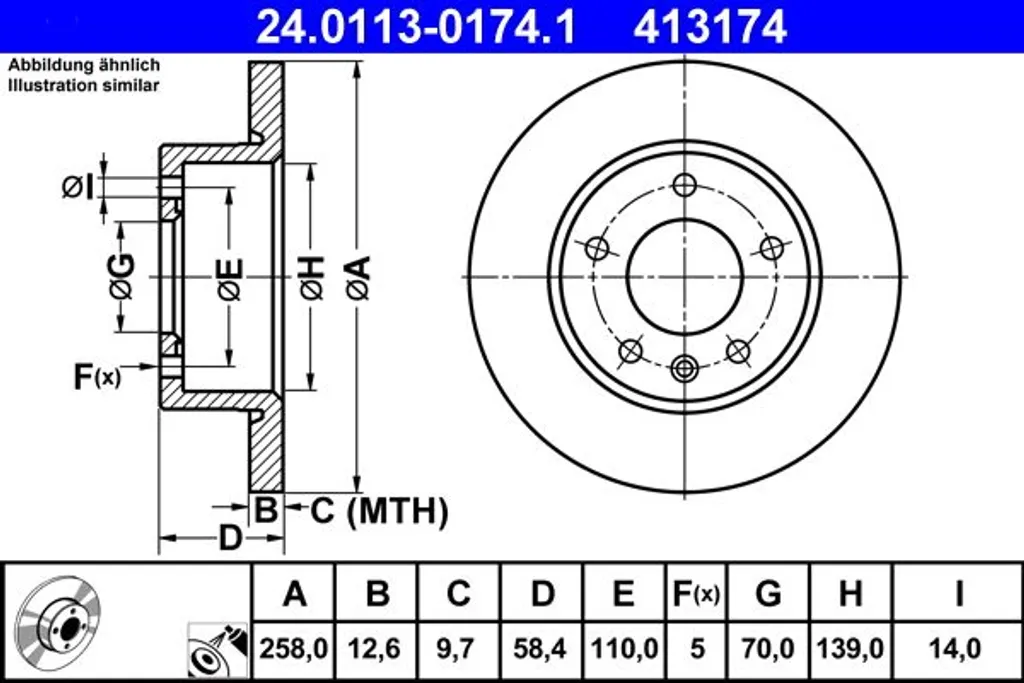 Paire de disques de frein ATE pour Opel Omega A - Kit entretien freinage