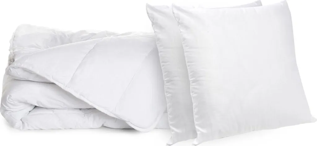 Couette légère 220x240 anti-transpiration Bleu Câlin et ses 2 oreillers