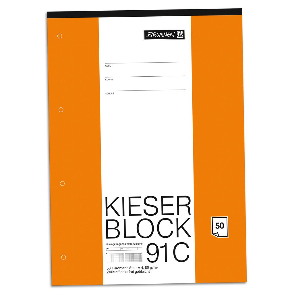 BRUNNEN Kieserblock 91 C T-Konten A4 50 Blatt gelocht Produktbild 