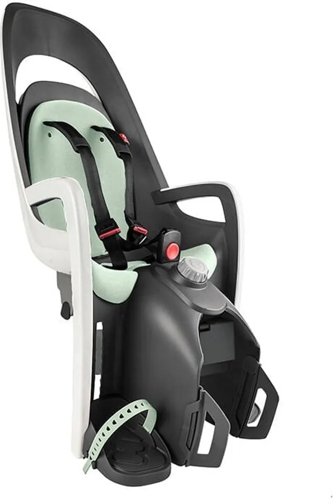 Siège enfant Hamax Caress gris et menthe pour fixation porte-bagages