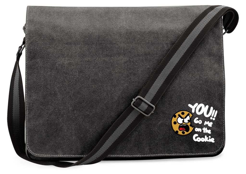 Huuraa Umhängetasche You go me on the Cookie Keks 14 Liter Black Canvas Laptoptasche Geschenkidee