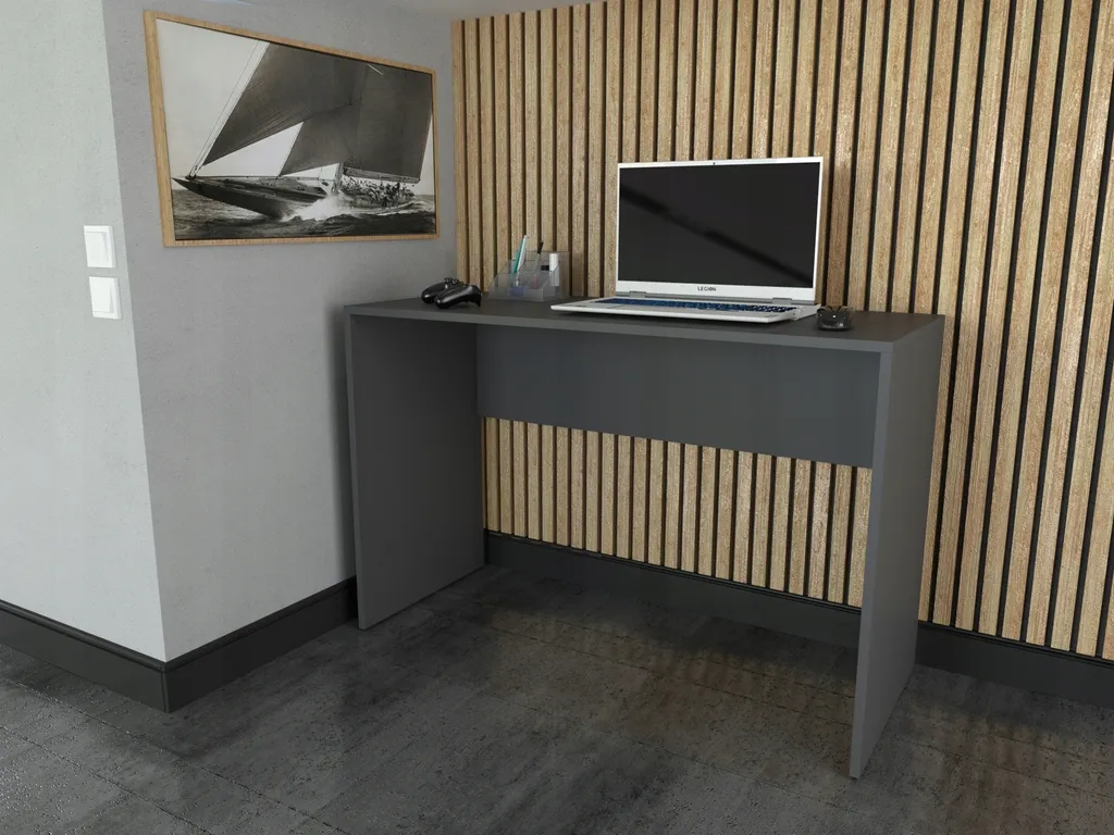 Bureau d'écolier 120 cm droit graphite - Table classique d'étude grise - 2