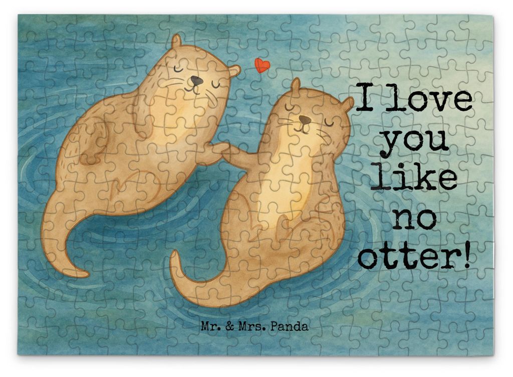Mr. & Mrs. Panda Puzzle Otter Hände halten Design 192 Teile - Weiß - Geschenk, Liebe, 1500, Seeotter, 300, 2000, 1000, glücklich, Verliebt, 500,...